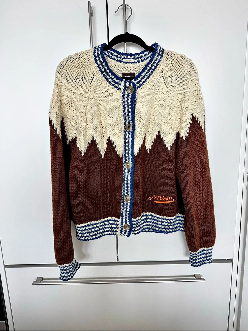 MOTHER The Raglan Cardigan (Head For The Hills) ) Brown & Cream Medium